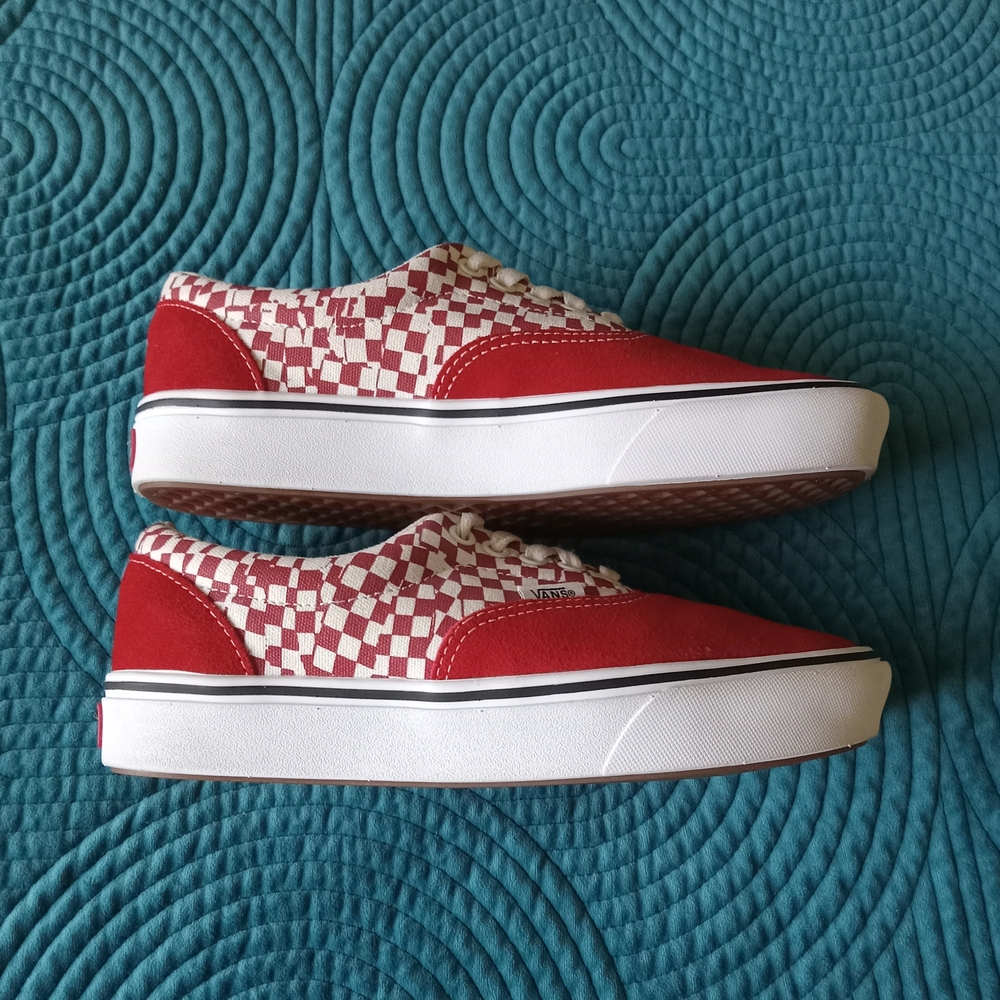 Vans Red & White Checkered Shoes Suede & Canvas W8/M6.5 - Picture 4 of 11